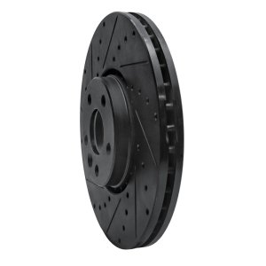 Volvo XC60 Brake Rotor (1) - Front Left - R1 Concepts - Drilled & Slotted - Black - `10-`16